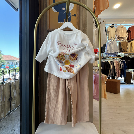 Müslin Balloon Pantolon Sütlü Kahve