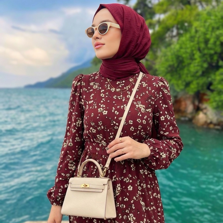 Bordo Çıtır Dress