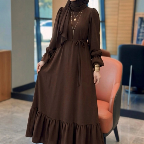 Kahve Abaya Elbise 