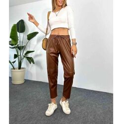Dar paça içi şaronlu deri pantalon