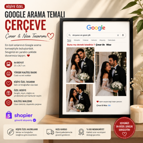 Google Arama Temalı Kişiye Özel Çerçeveı | A4 Dekoratif Tablo