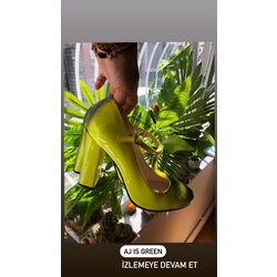 neon green Hand painted women SHOES 