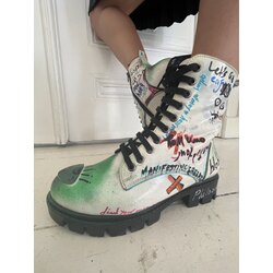 Hand Painted White Boots 