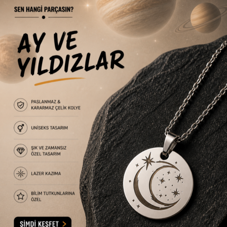 Ay & Yıldız Çelik Kolye