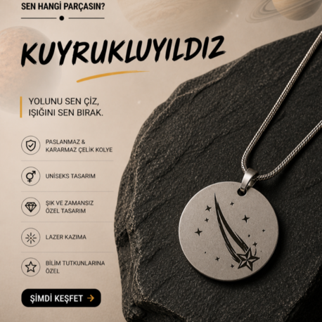 Kuyrukluyıldız Paslanmaz Çelik Kolye