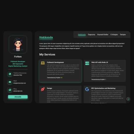 Dark Theme Professional Portfolio Website with Modern UI