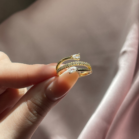 Pırlanta Taşlı Yüzük Gold (Ayarlamalı) | Reiki istiyorsanız opsiyonlardan seçmelisiniz