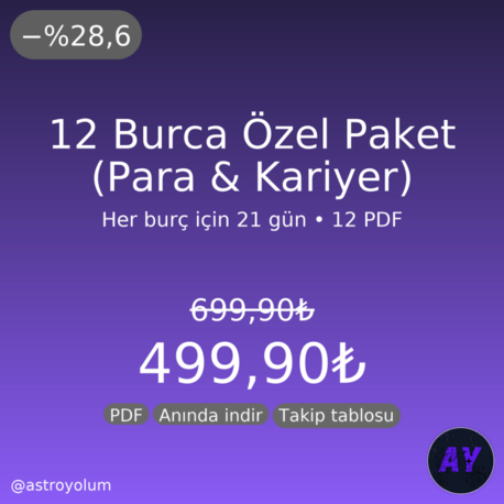 12 Burç — 21 Gün Para & Kariyer Seti (12 PDF) | Günlük Görev + 3 Olumlama | Anında İndir