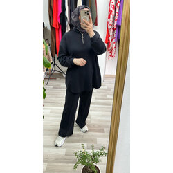 SİYAH / FERMUARLI OYSH KUMAŞ TAKIM