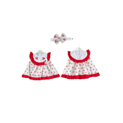 Kirazlı robalı elbise  bandanalı set