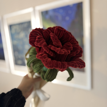 Handmade Large Chenille Rose Bouquet Flower – Velvet Pipe Cleaner Rose Decor
