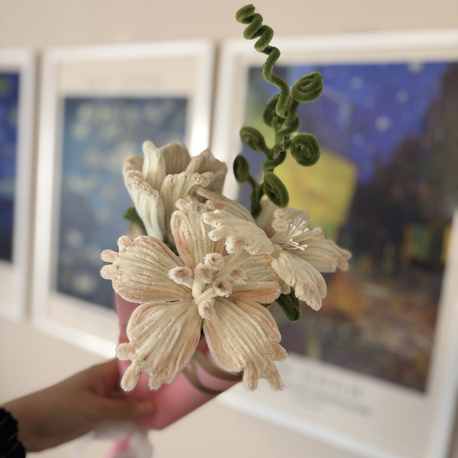  Cream Blossom Şönil Flower Bouquet | Handmade Floral Decor
