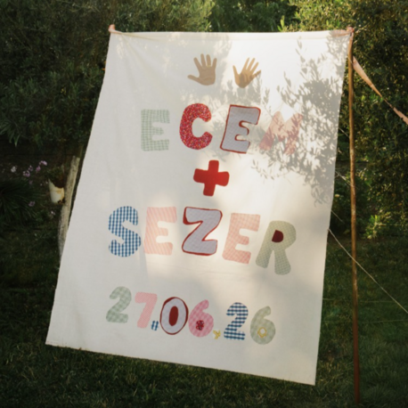 Kişiye Özel El Yapımı Nişan / Düğün Bannerı (İsim + Tarih) 