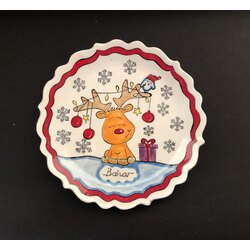 Geyik desenli 18 cm rölyefli tabak 