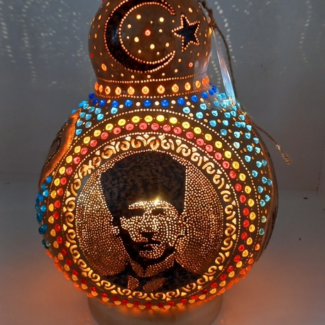 Atatürk resimli su kabağı lambası