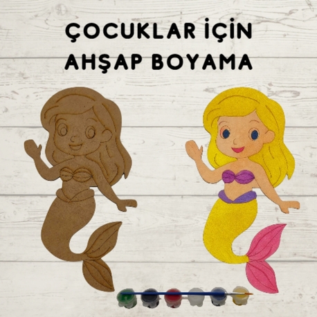 Ahşap Deniz Kızı Boyama