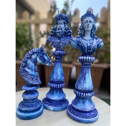Mavi üçlü satranç takımı