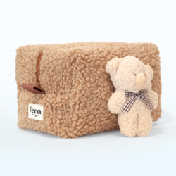 Ayıcık Anahtarlık Hediyeli Bakım Çantası Orta Boy Teddy Açık Kahverengi