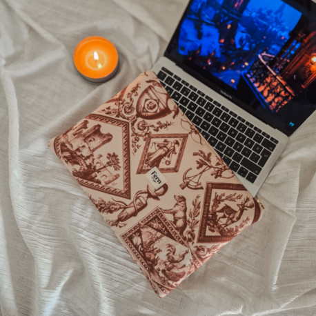 Fermuarlı Tablet/Laptop/Macbook//Kitap Kılıfı Toile Serisi Kahverengi
