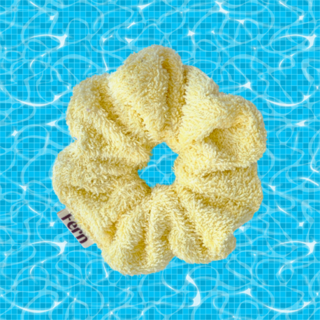 Havlu Kumaş Scrunchie/Lastikli Toka Sarı