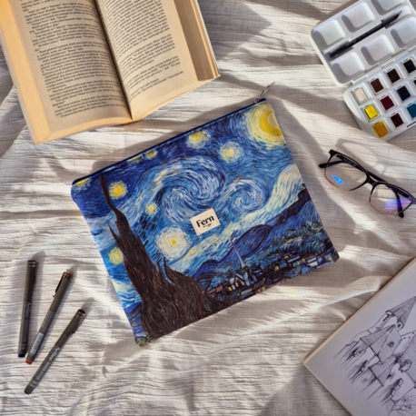 Fermuarlı Tablet/Kitap/Laptop/Macbook/ Kılıfı Sanat Serisi Yıldızlı Gece