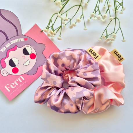 Scrunchie/Lastikli Toka 2'li Set Lilac -  Large