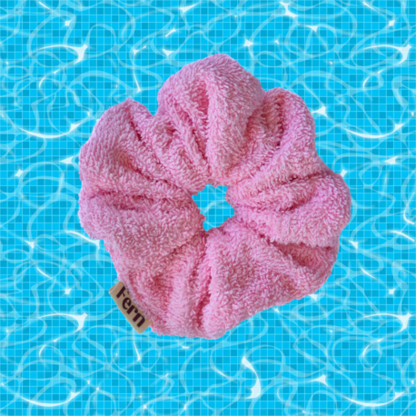 Havlu Kumaş Scrunchie/Lastikli Toka Pembe