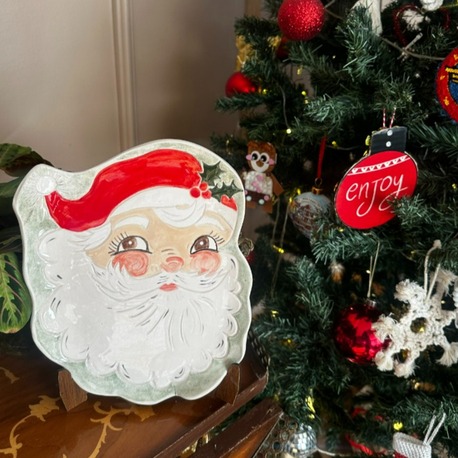  El Yapımı Seramik Noel Baba Tabak – Vintage Christmas Koleksiyonu | Atölye Gypsy