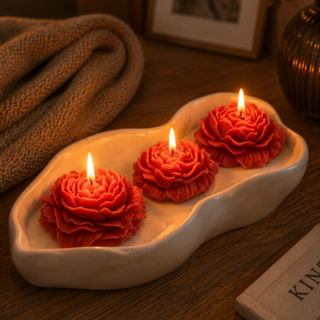 Ruby Wave Gül Mum Seti