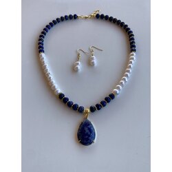 İnci + Lapis Kolye ve Küpe