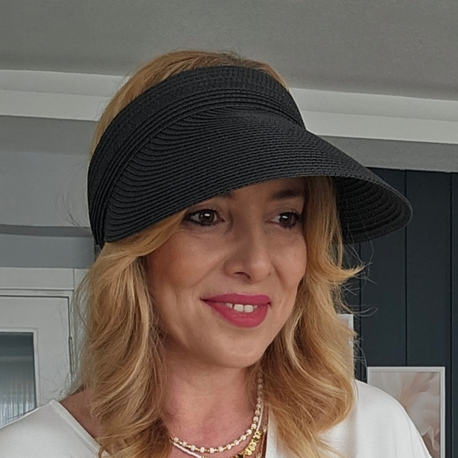 Katlanabilir Hasır Vizör Şapka Siyah