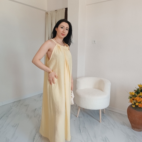 uzun Yazlık elbise sarı