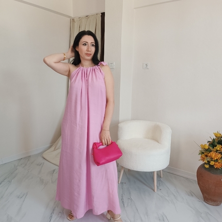 Uzun Yazlık elbise pembe