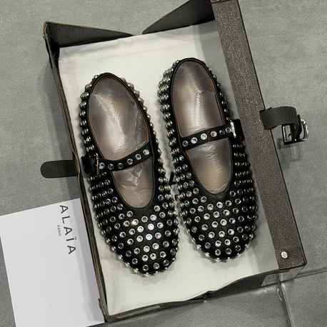 ALAÏA STRASS LAMBSKIN BALLET FLATS (Premium)