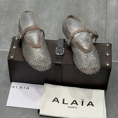 ALAÏA BALLET FLATS IN STRASS FISHNET (Premium)