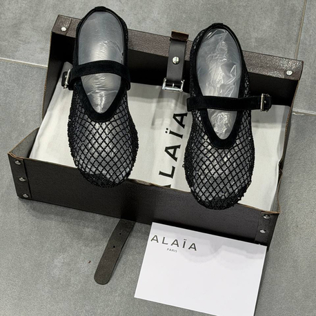 ALAÏA BALLET FLATS IN STRASS FISHNET (Premium)