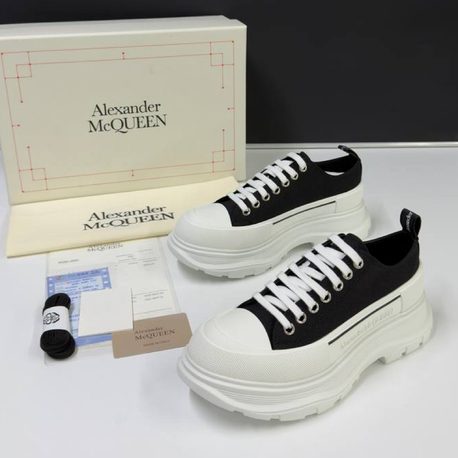 Alexander McQueen Tread Slick Low Lace Up Black White Unisex (Premium)