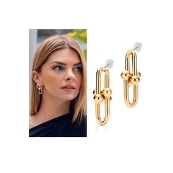 Pelin Karahan Tanıtımlı Altın Kaplama Çelik Kısa İkili Tiffany Blanca Gold Küpe