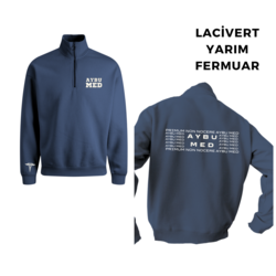 Lacivert Yarım Fermuar Sweatshirt