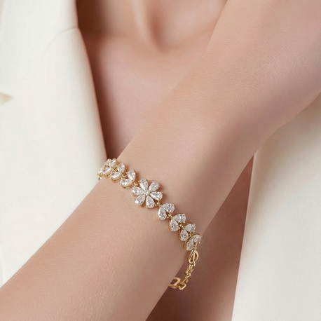 Çiçek Desen 14k Bileklik