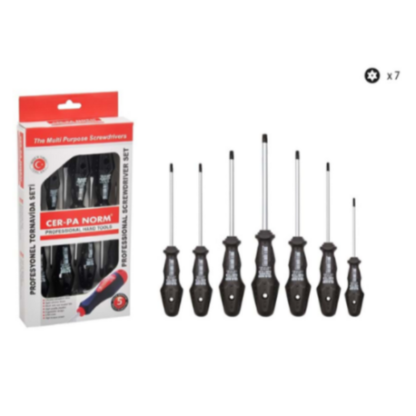 CER-PA NORM KLASS DELİKLİ TORX TORNAVİDA SET 7'Lİ