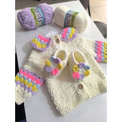 Bebek hırka ve patik set 