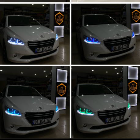 PEUGEOT 301 / 4LÜ L TİP ANGEL SETİ 64 RENK TELEFON KONTROLLÜ