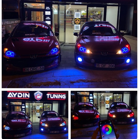 PEUGEOT 206 / 4LÜ O TİP ANGEL SETİ 64 RENK TELEFON KONTROLLÜ