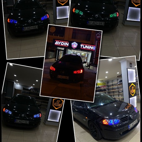MEGANE 2 MERCEKLİ FAR / 4LÜ O TİP ANGEL SETİ 64 RENK TELEFON KONTROLLÜ