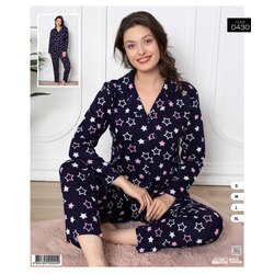 YILDIZ DESEN DÜĞMELİ PİJAMA TAKIMI