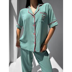 VS Kısa Kol Önden Düğmeli Pijama Takımı 