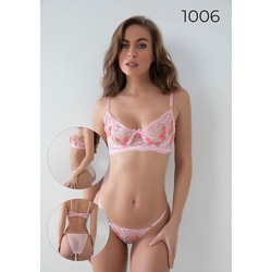 Lady Pembe Transparan Bra Set