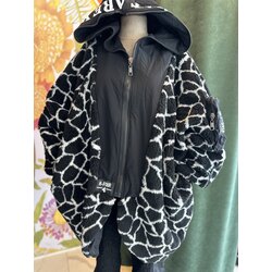 Zebra desenli peluş tasarım mont 