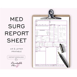 Med Surg, Nurse Report Sheet Day&Night Shift, Nursing Brain, SBAR, ICU Report, Patient Tracker, 